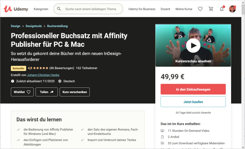 Kurs zum Thema Buchsatz mit Affinity Publisher